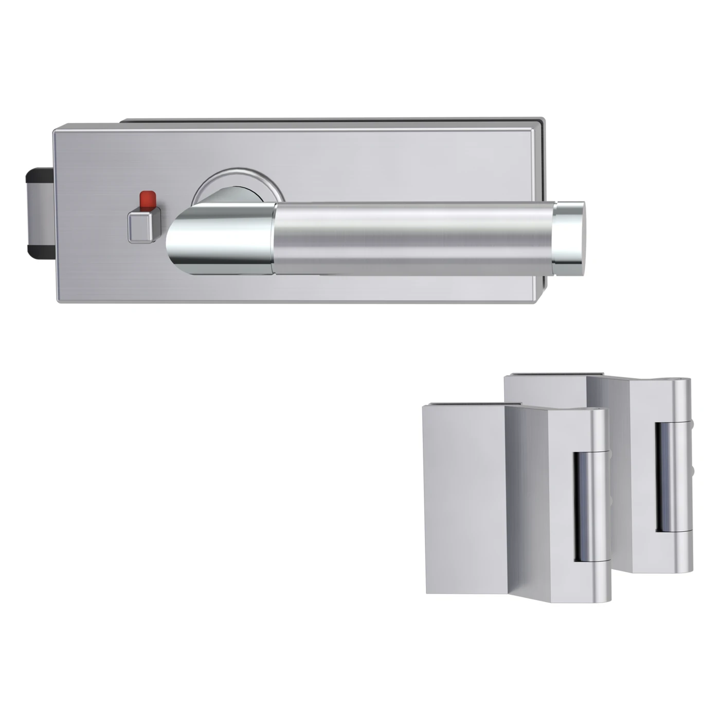 Griffwerk Glastürbeschlagset PURISTO S mit Griff CHRISTINA - Oberfläche: Edelstahl matt, Fallentyp: Flüsterfalle, Verriegelung: smart2lock