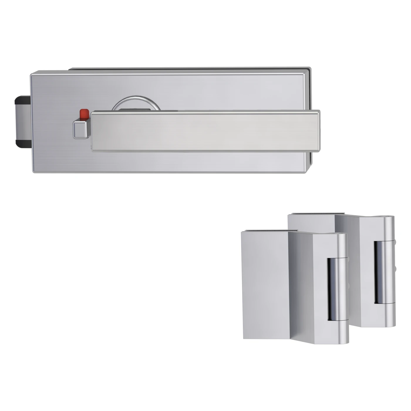Griffwerk Glastürbeschlagset PURISTO S mit Griff CUBICO PIATTA S - Oberfläche: Edelstahl matt, Fallentyp: Flüsterfalle, Verriegelung: smart2lock