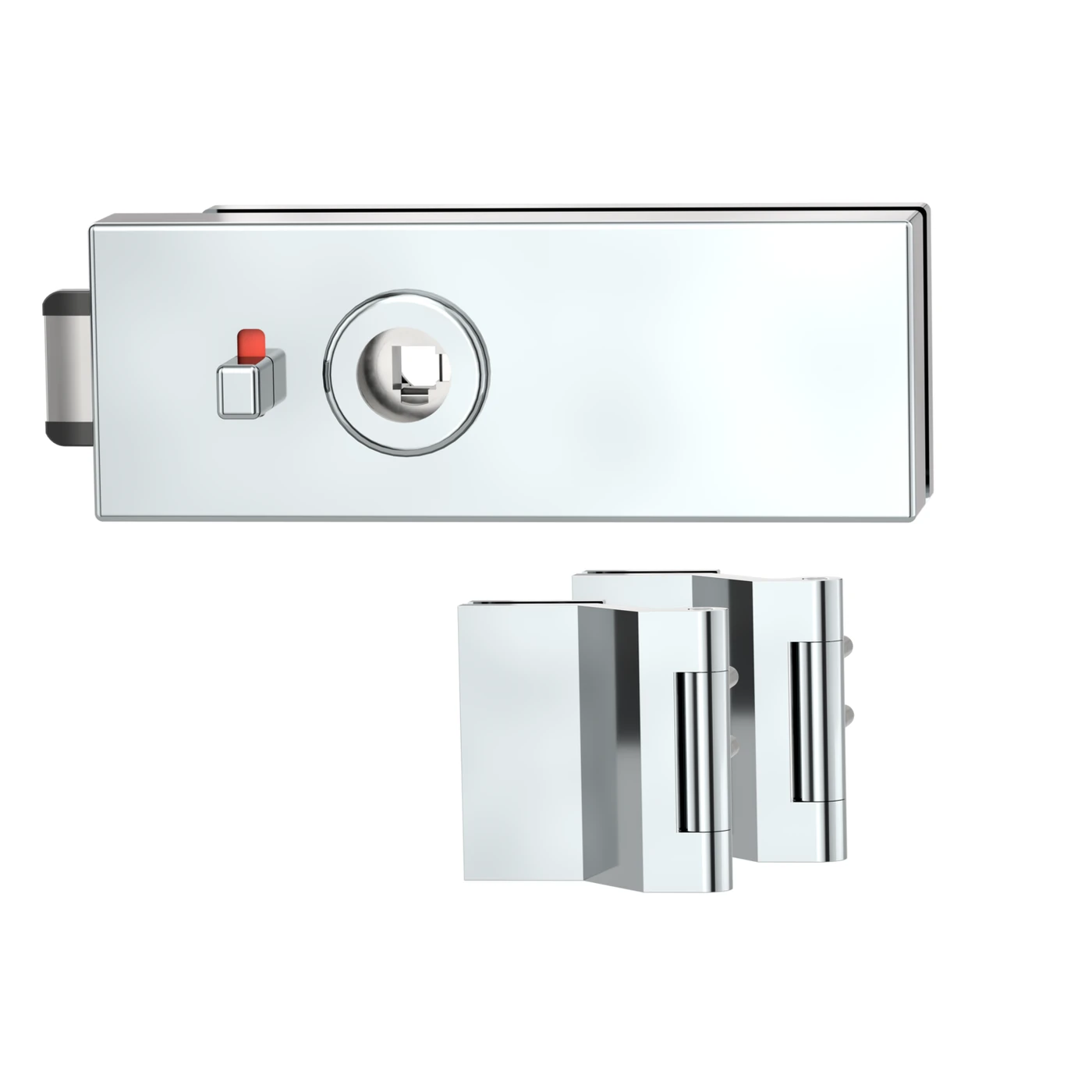Griffwerk Glastürbeschlagset PURISTO S - Fallentyp: Flüsterfalle, Verriegelung: smart2lock, Oberfläche: Chrom-Optik
