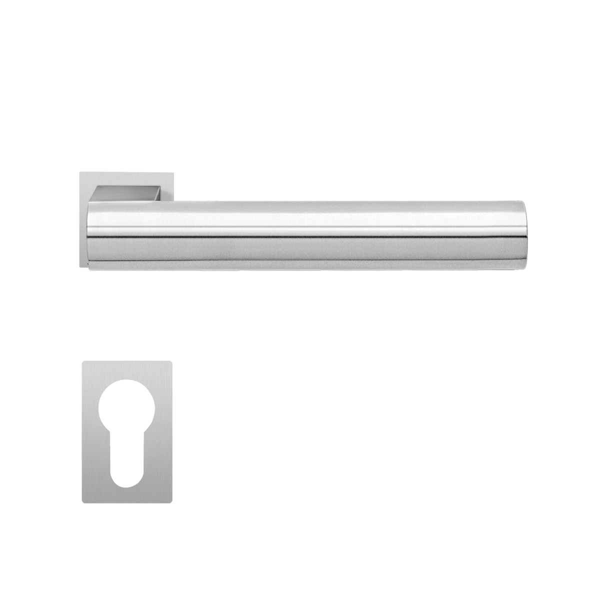 Karcher Türgriff-Garnitur Madeira ER45QM (Minirosette eckig) - Oberfläche: Edelstahl matt, Verriegelung: Profilzylinder