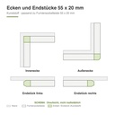 Stark Kunststoffecken für Furniersockelleiste (Fußleiste) 55 x 20 mm