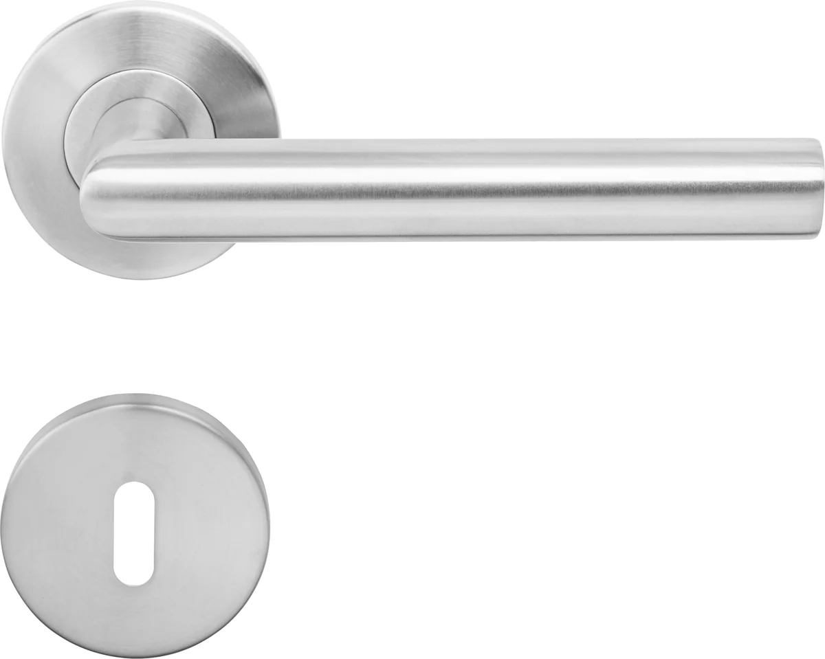Griffgarnitur "Advantage" L-Form - Schließart: Buntbart, Oberfläche: Edelstahl matt