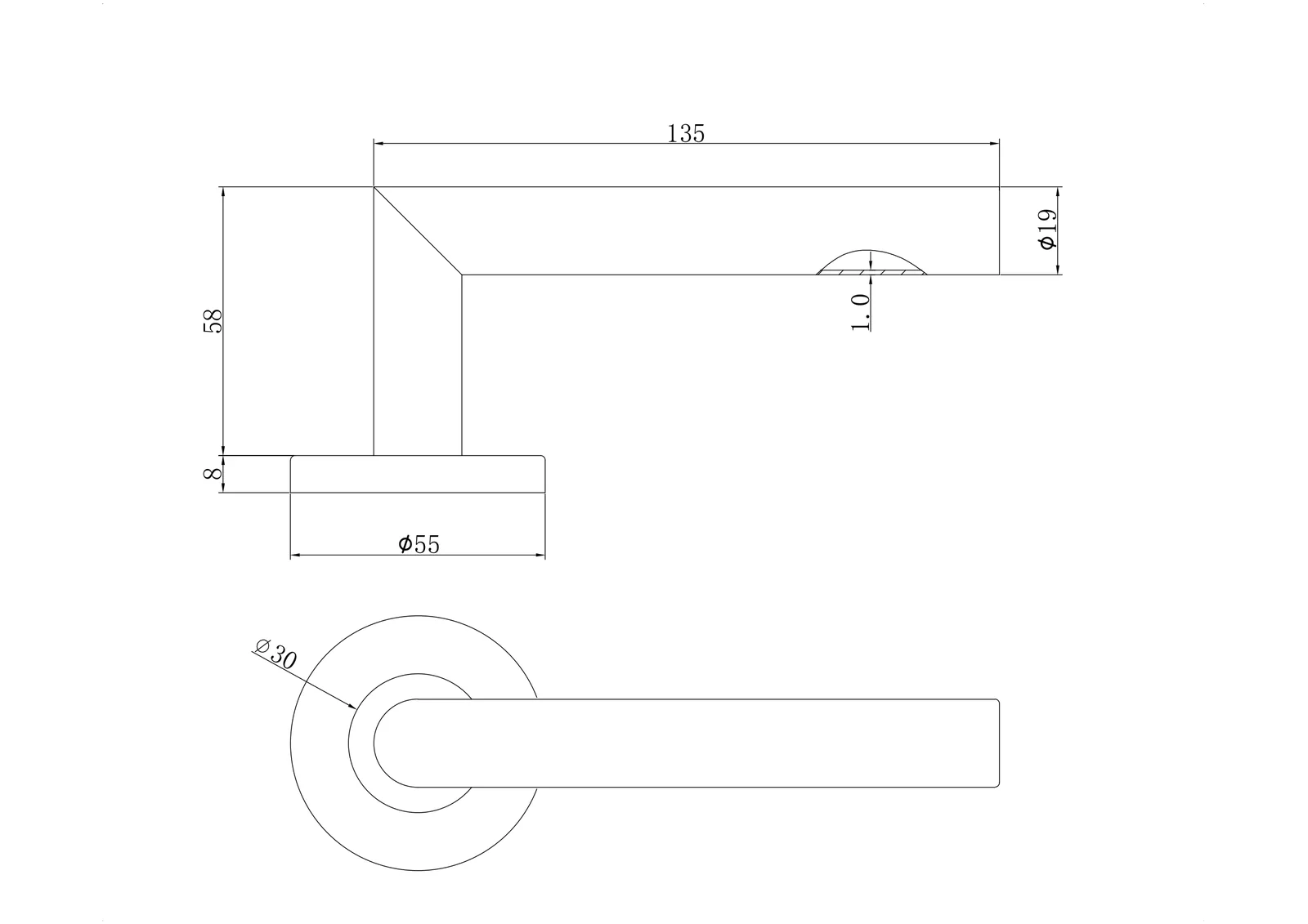 Technische Zeichnung [RGAV900PZ] Griffgarnitur "Advantage" L-Form (Profilzylinder, Tiefschwarz)