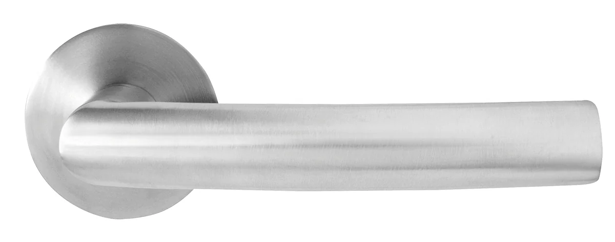 Griffgarnitur "Salerno flat round" - Oberfläche: Edelstahl matt, Schließart: Buntbart