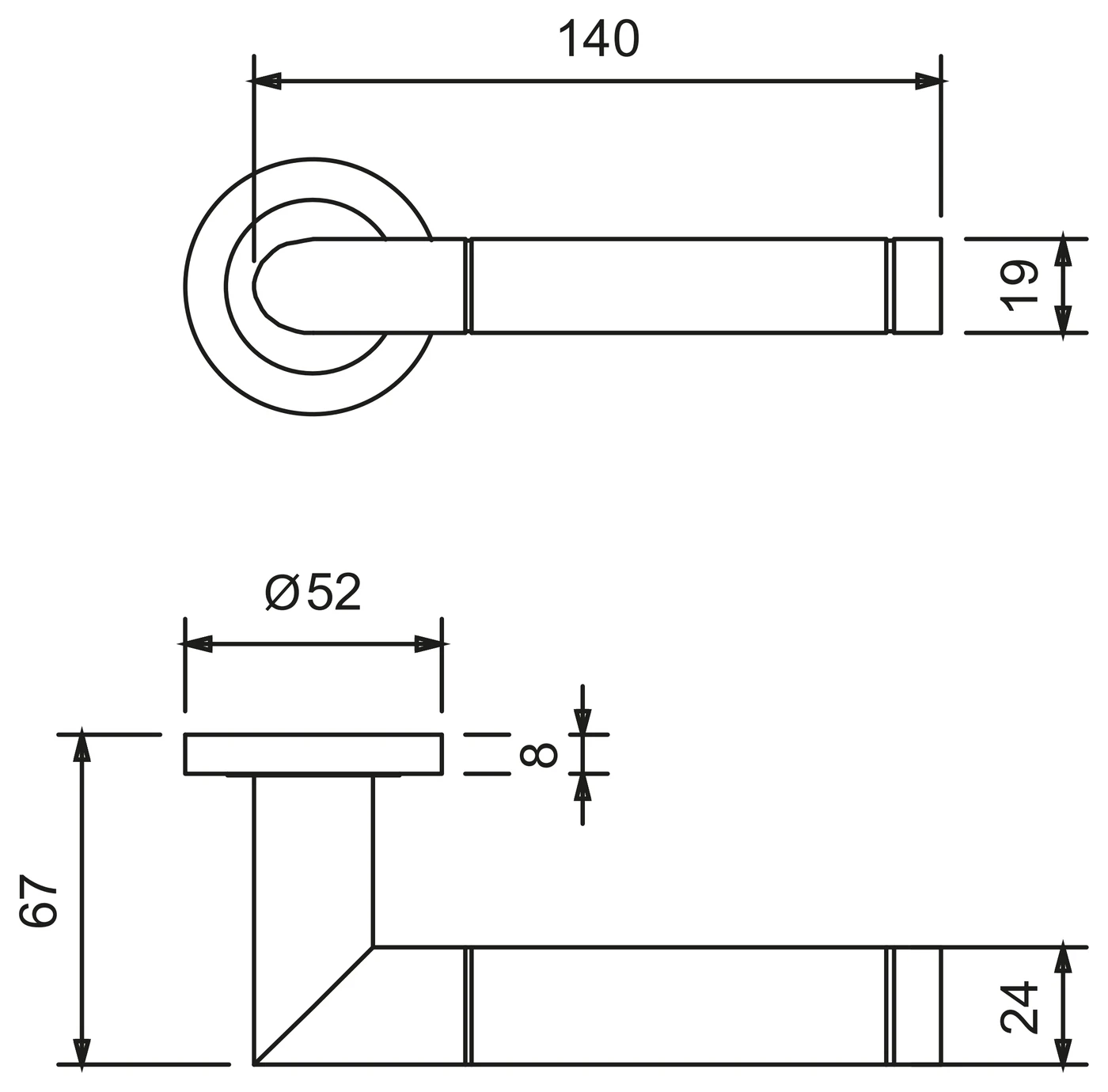 Technische Zeichnung [WG0109R] Griffgarnitur Genua (WGR)