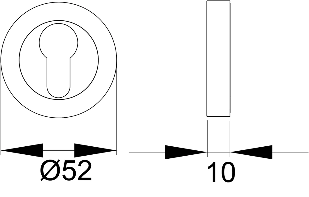 Technische Zeichnung Karcher Schutzrosette - Profilzylinder ESR332 (Zylinderschutz, Edelstahl) (Edelstahl poliert, Rundzylinder 7,5 mm versetzt)