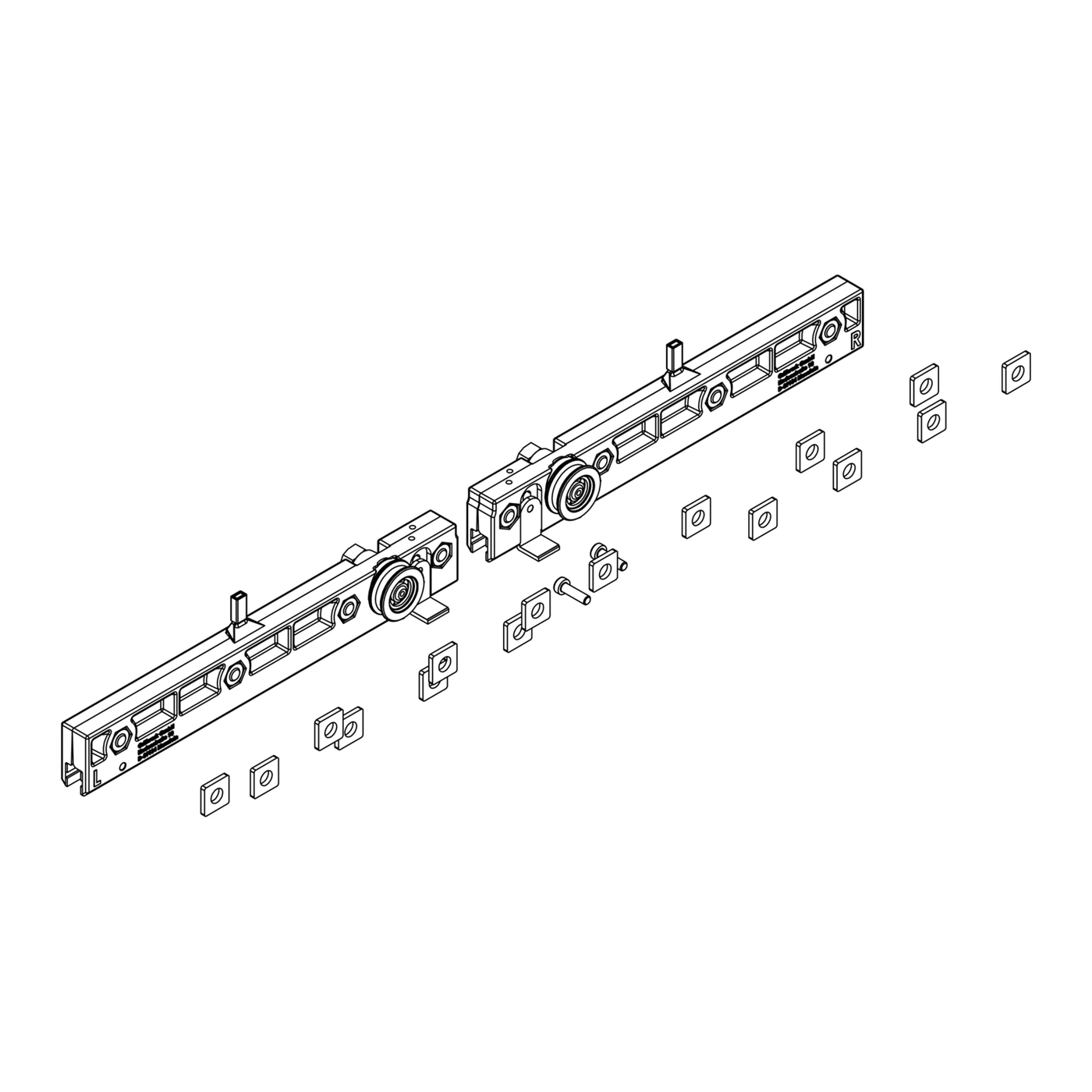 Griffwerk Laufwagen-Set PLANEO X80 8 und 10mm Glastür max. 80kg