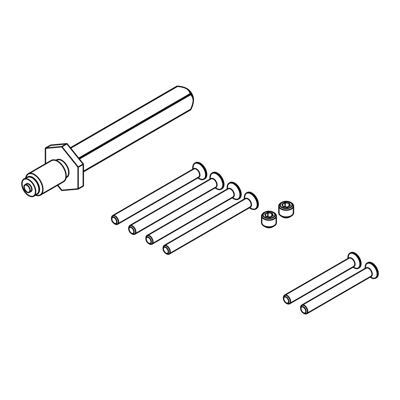 Griffwerk Vollstift-Set für Wechselgarnituren, Schraubtechnik (für Zinkgarnituren)